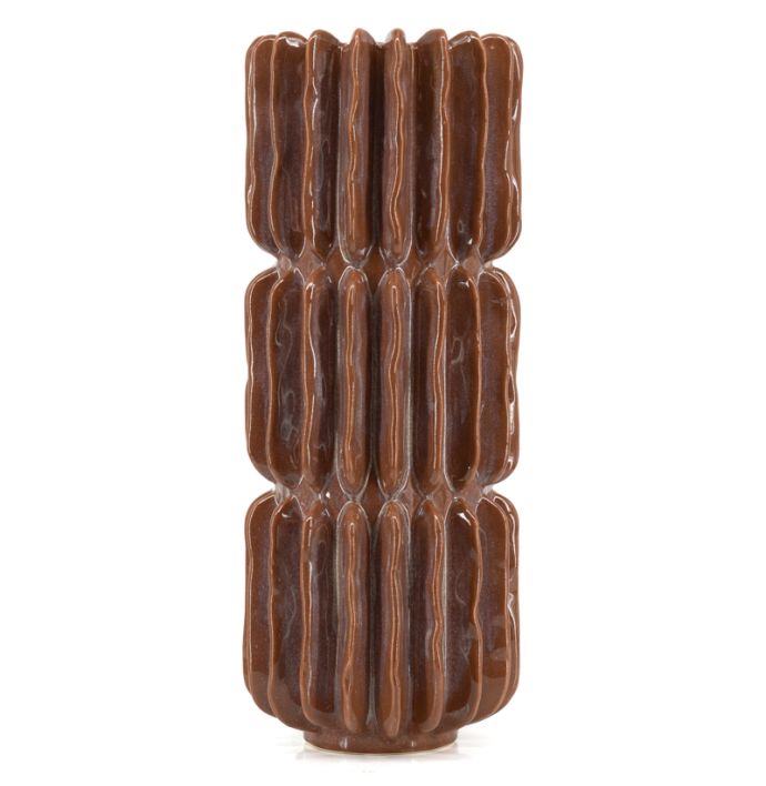 Aardewerk vaas Pillar bruin