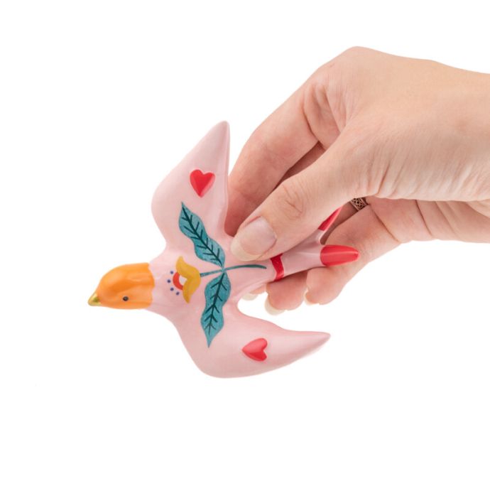 Wanddecoratie vogel Kito roze S