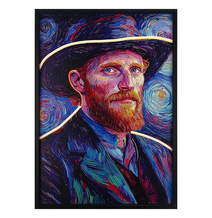 Schilderij met LED Vincent van Gogh 50x70cm