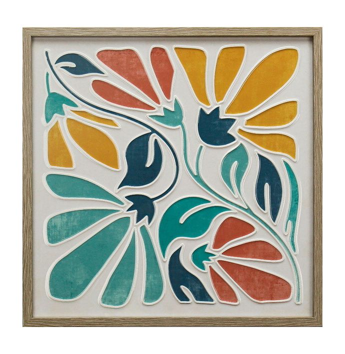 Schilderij floral met resin coating 40x40cm