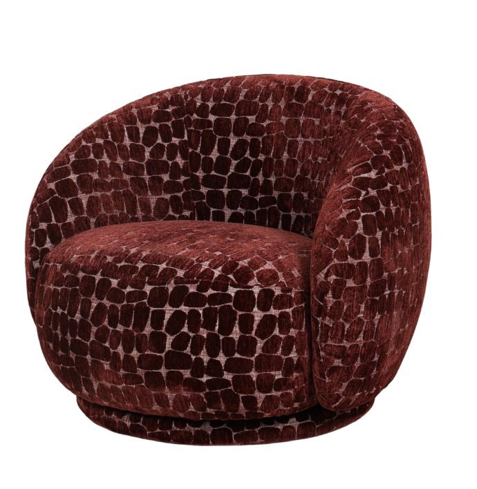 Draaifauteuil Celeste in stof Pebble burgundy