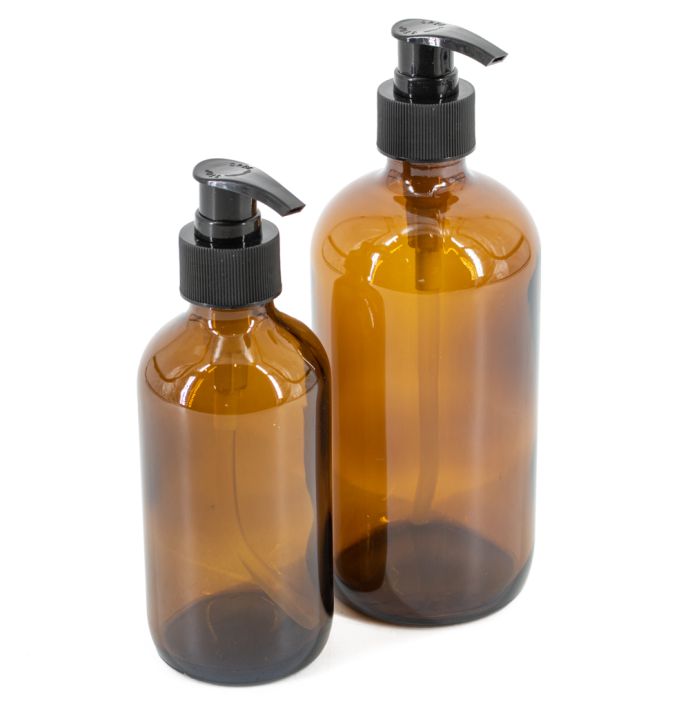 Glazen dispenser met plastic pomp