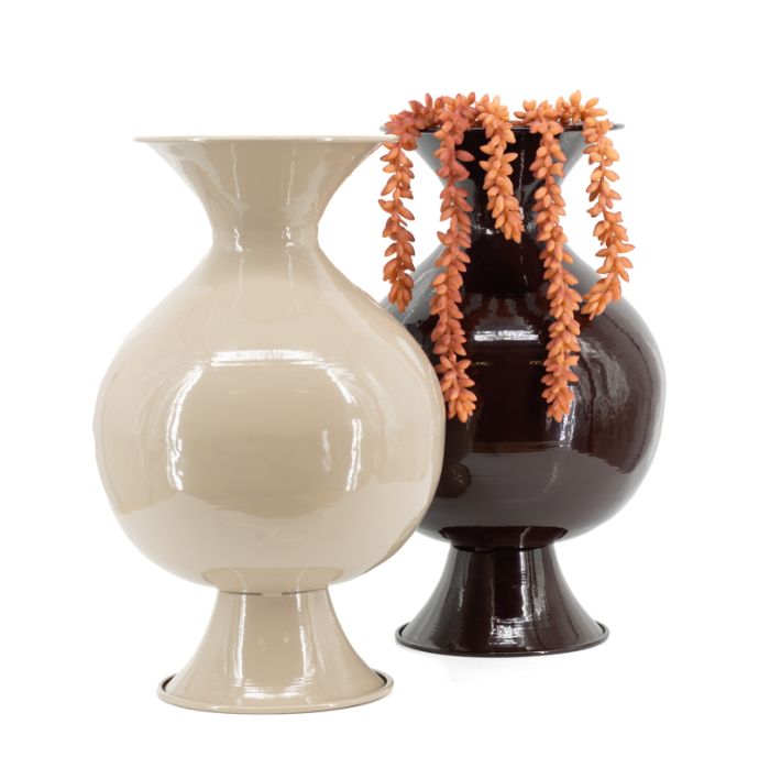 Metalen vaas Shiro L glossy brown