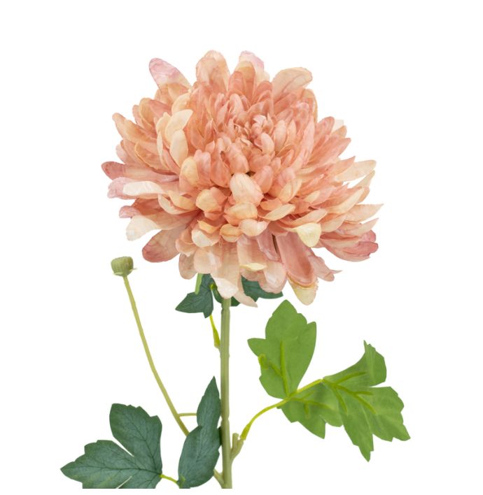 Kunstbloem gedroogde chrysant 64cm roze