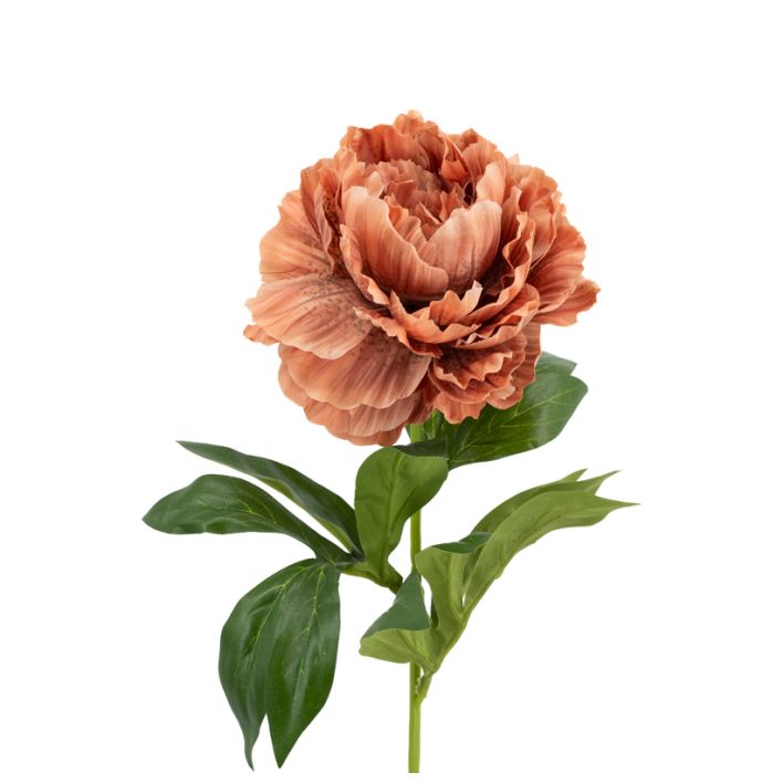 Kunstbloem pioen 68cm koraal