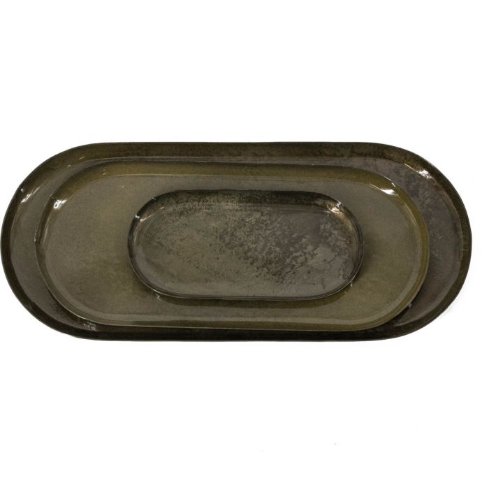 Metalen dienblad ovaal olive