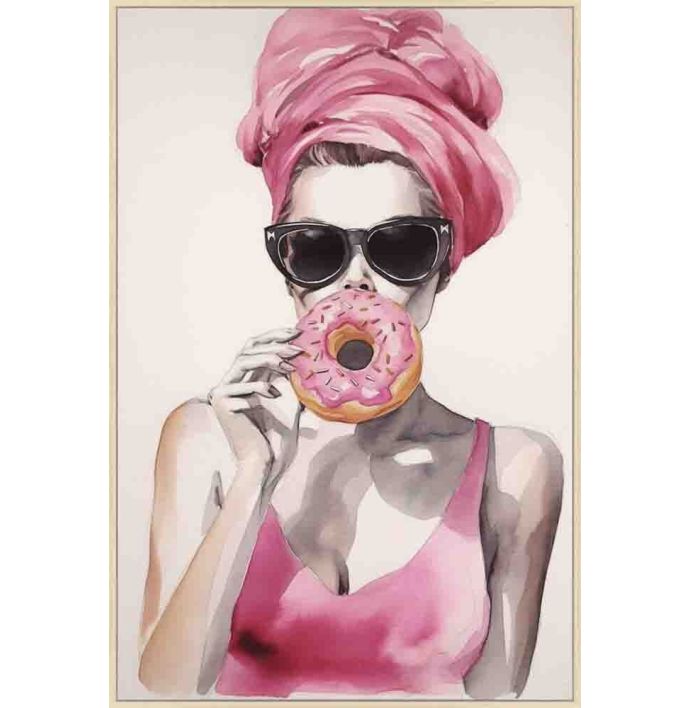 Schilderij vrouw donut