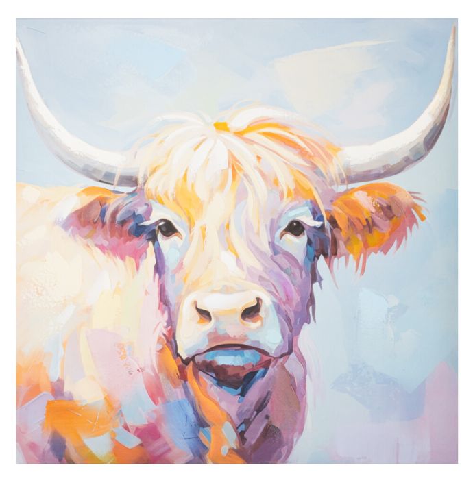 Schilderij handgeschilderd Schotse Hooglander art deco