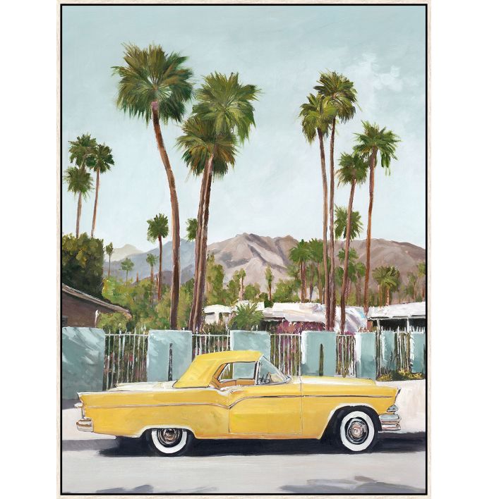 Schilderij met frame Palm Springs auto