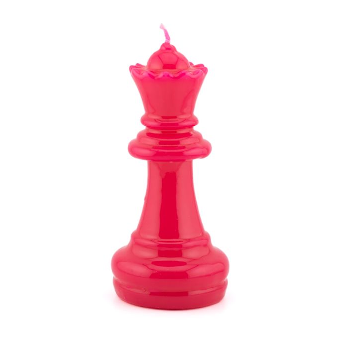 Kaars schaakstuk koningin roze