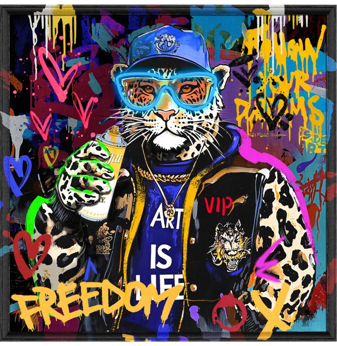 Schilderij met LED skateboard tiger
