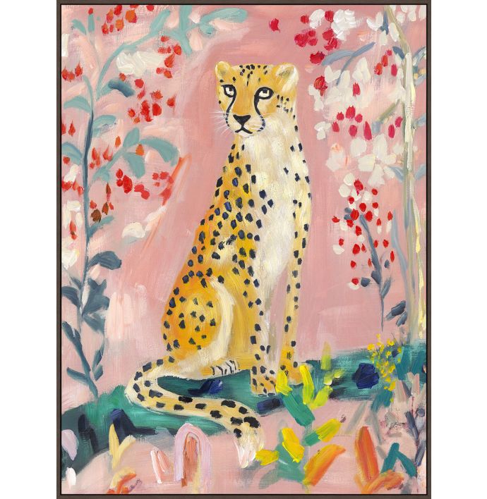 Schilderij met frame kleurrijke tijger