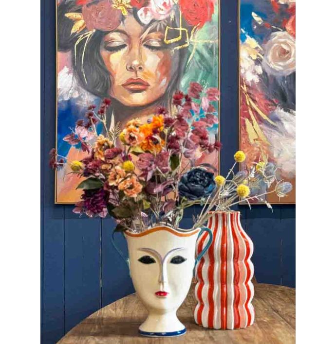 Schilderij art vrouw bloemenkrans