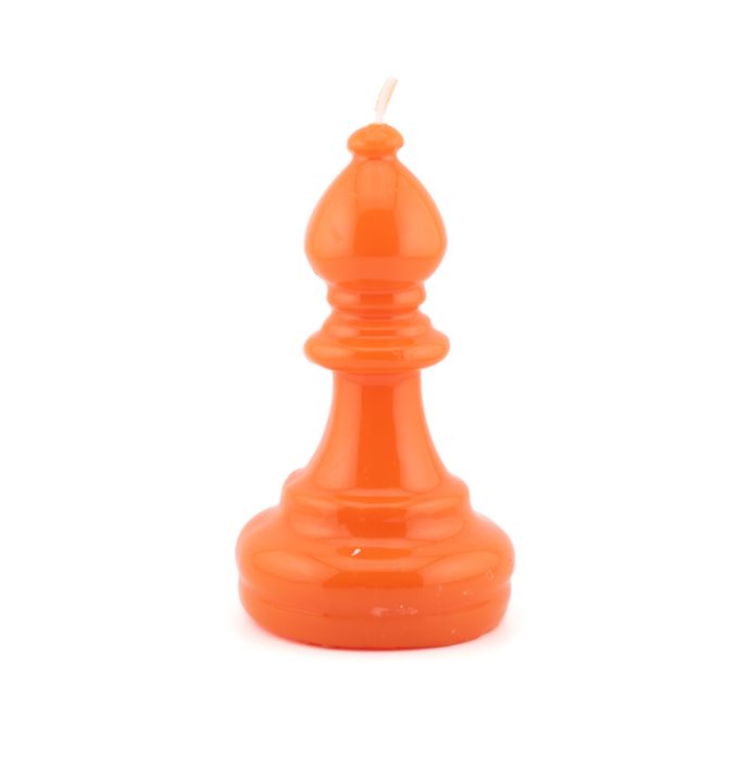 Kaars schaakstuk loper oranje