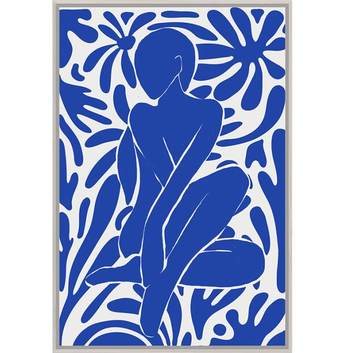 Schilderij met reliëf organisch blauw