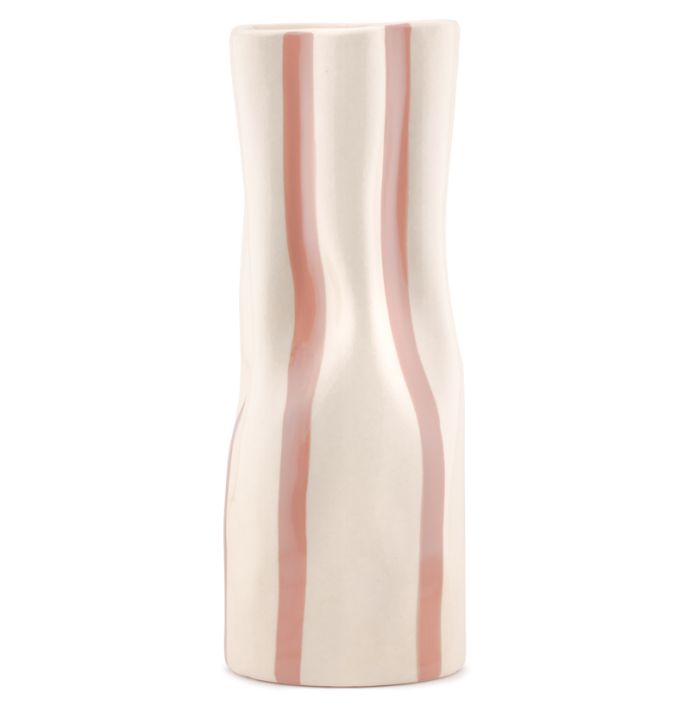 Aardewerk vaas beige gestreept