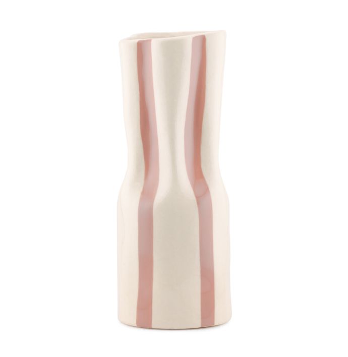 Aardewerk vaas beige gestreept