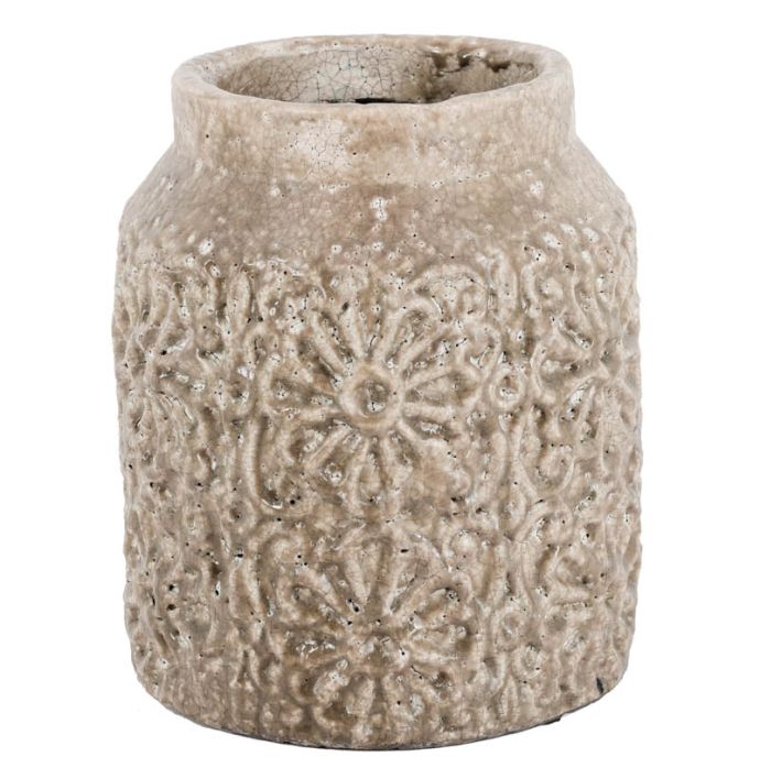 Aardewerk vaas Flowers pink small