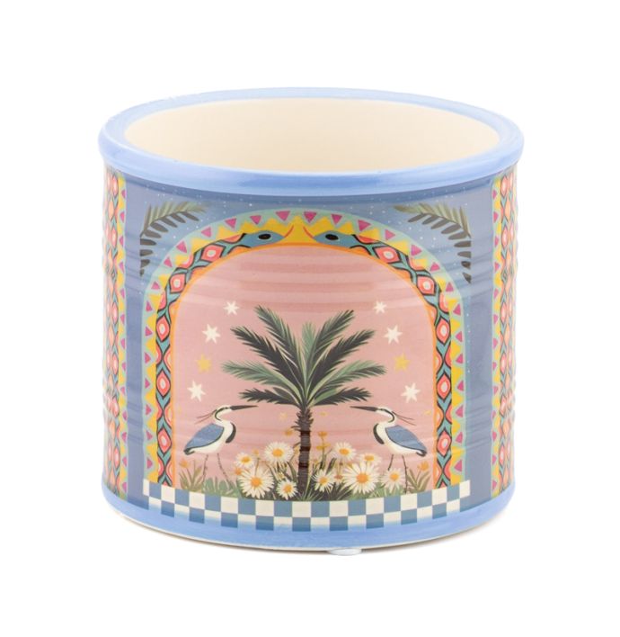 Aardewerk bloempot Palm bird