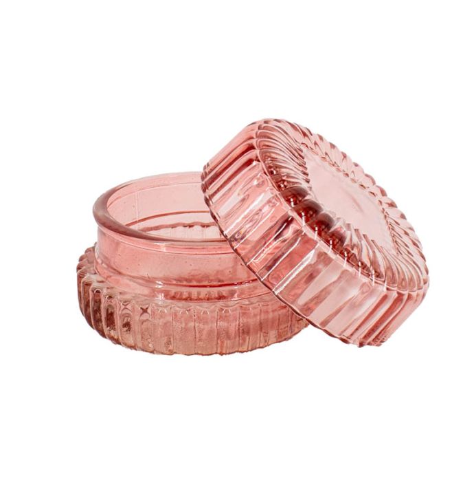 Glazen bakje roze