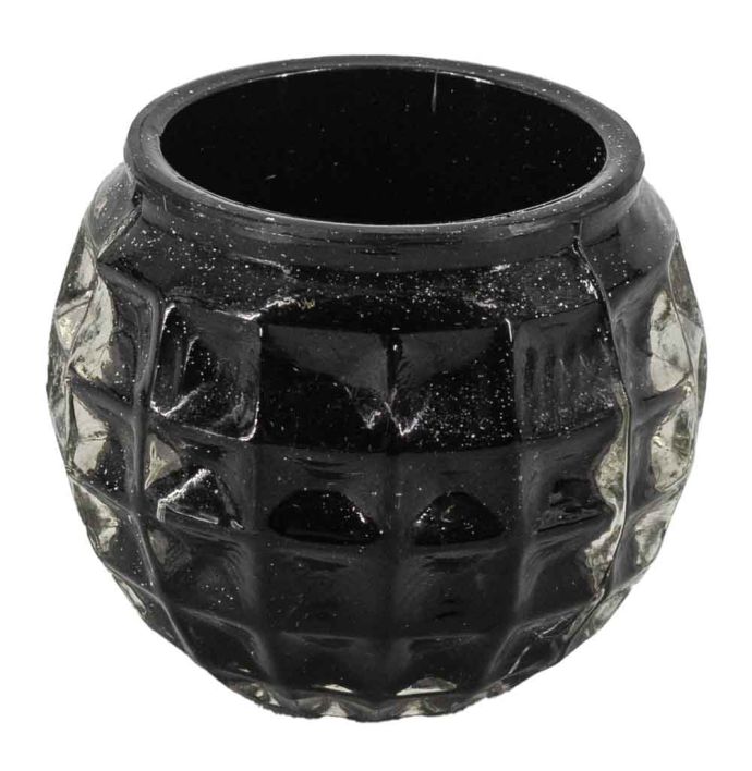 Glazen waxinehouder blauw