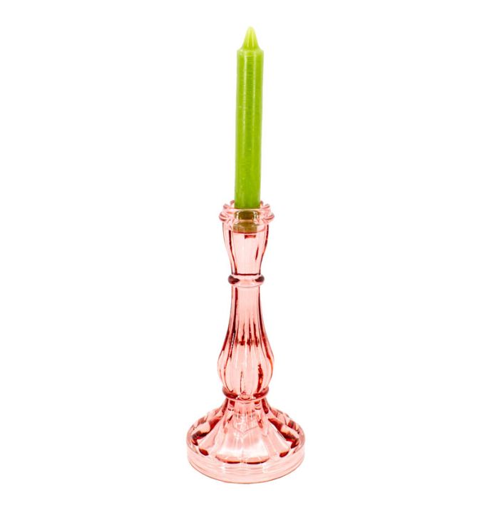 Kaarsenstandaard glas roze