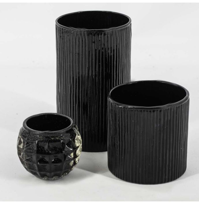 Glazen waxinehouder blauw