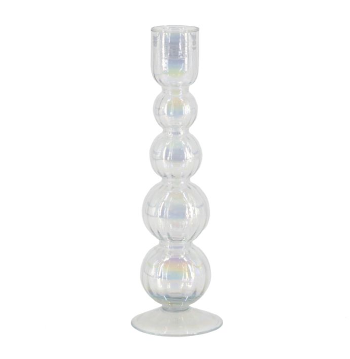 Glazen kaarsenstandaard bolletjes halo