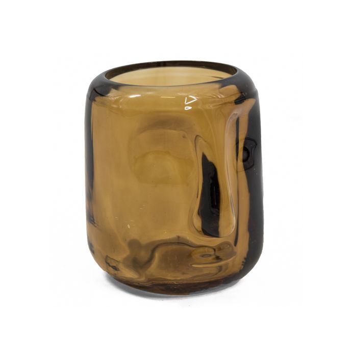 Glazen waxinelichtje gezicht