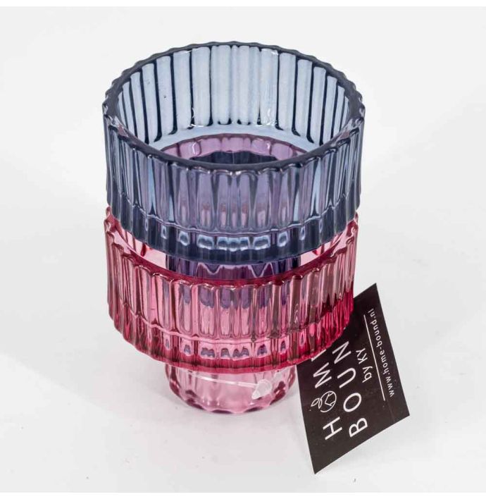 Glazen waxine- en kaarsenstandaard blauw