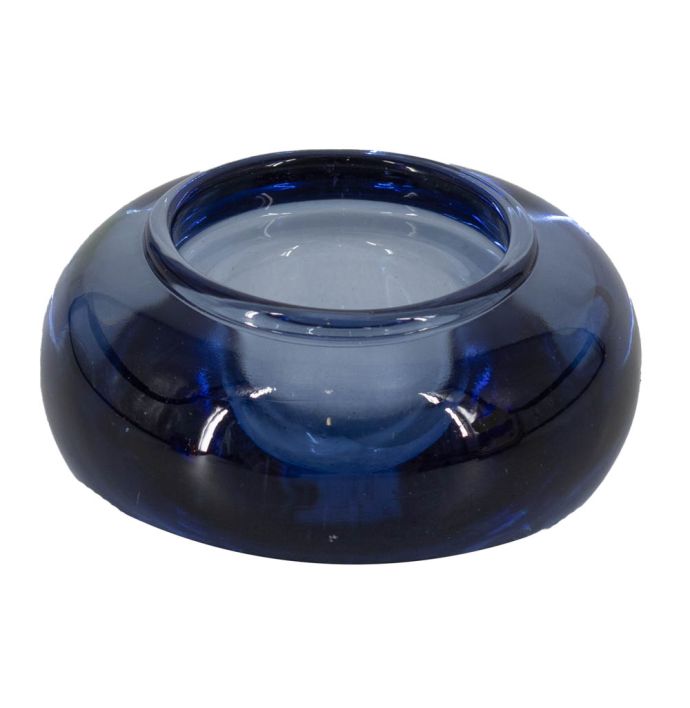 Glazen kaarsenstandaard blauw