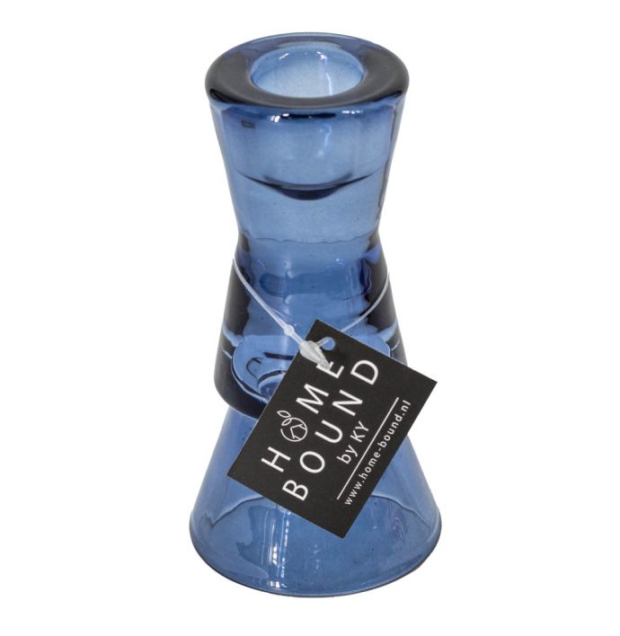 Glazen kaarsenstandaard blauw