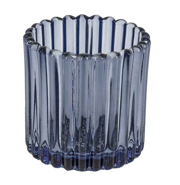 Glazen waxinehouder blauw