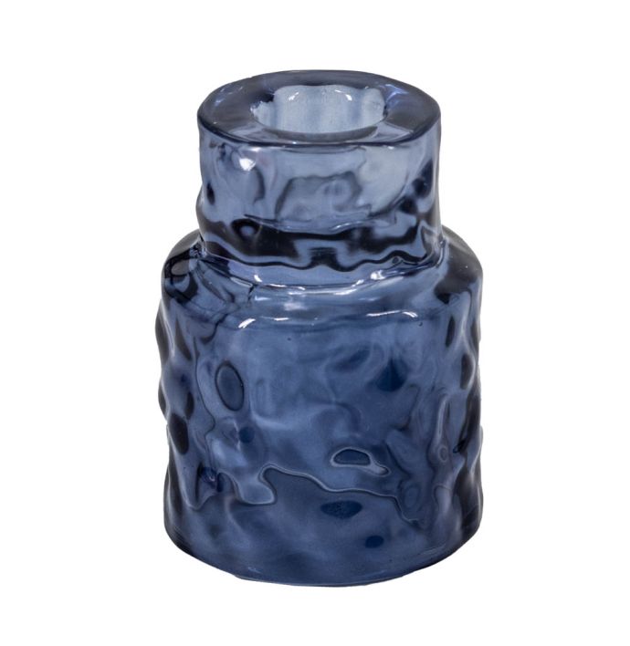 Glazen waxine- en kaarsenstandaard blauw