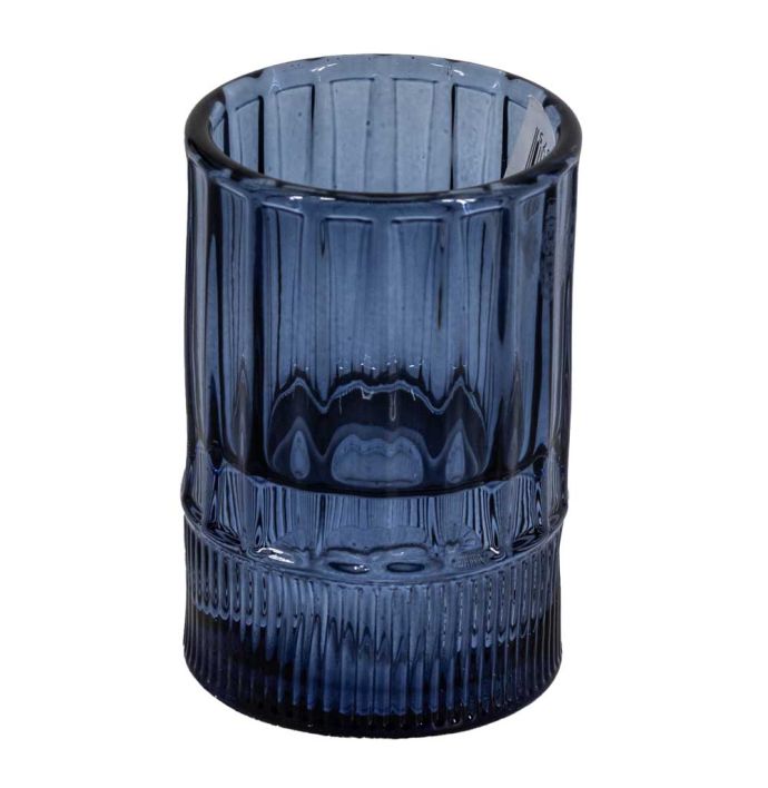 Glazen kaarsenstandaard blauw