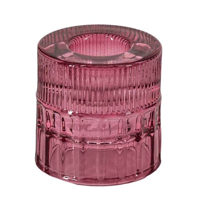 Glazen kaarsenstandaard roze