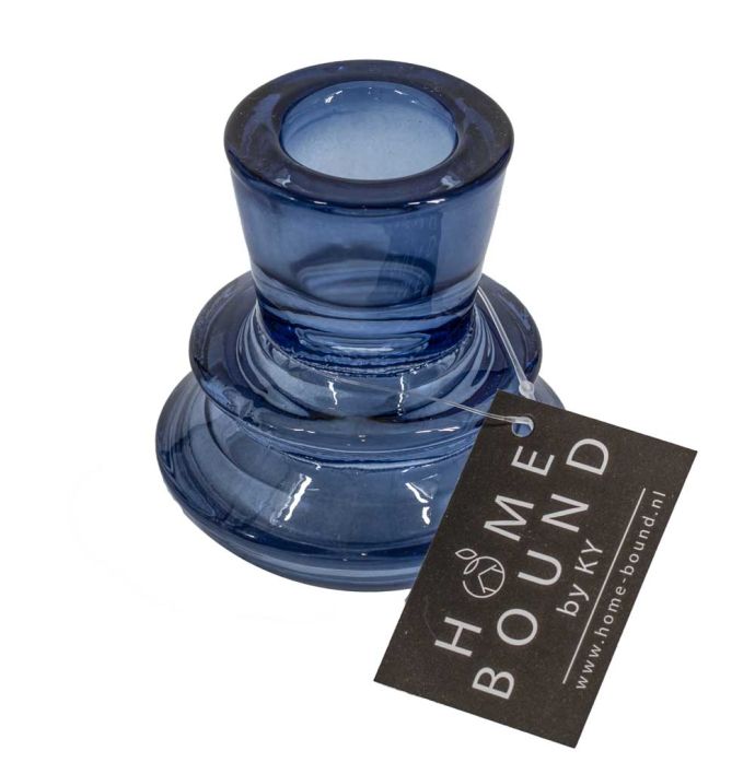 Glazen kaarsenstandaard blauw