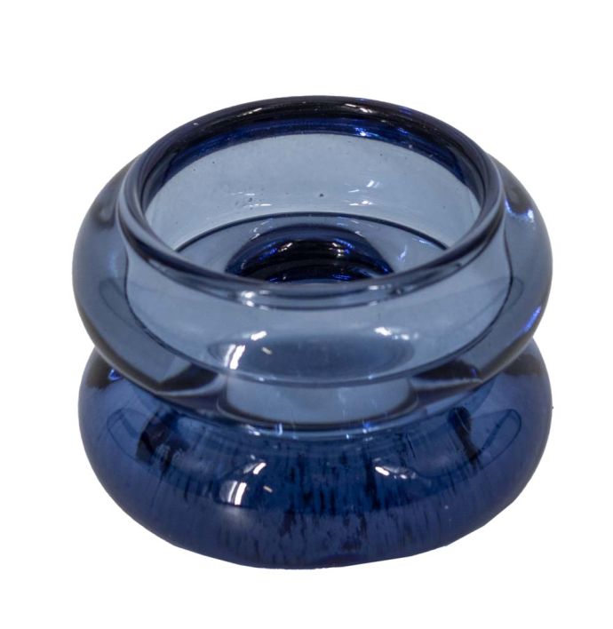 Glazen waxine- en kaarsenstandaard blauw