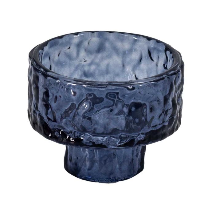 Glazen waxine- en kaarsenstandaard blauw