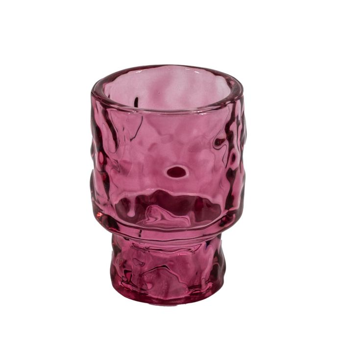 Glazen waxine- en kaarsenstandaard roze