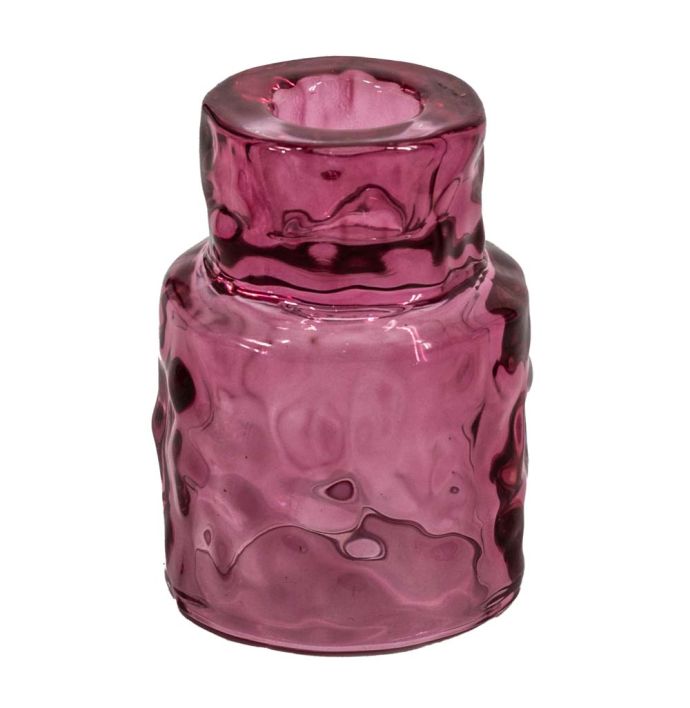 Glazen waxine- en kaarsenstandaard roze