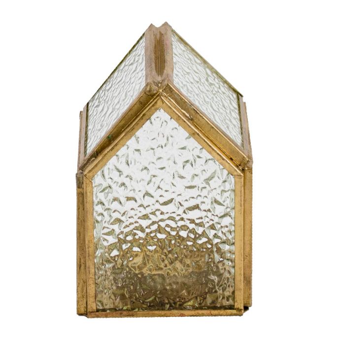 Metalen windlicht huisje met glas