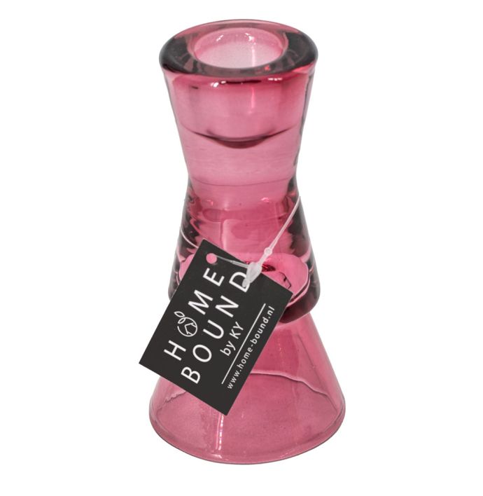 Glazen kaarsenstandaard roze