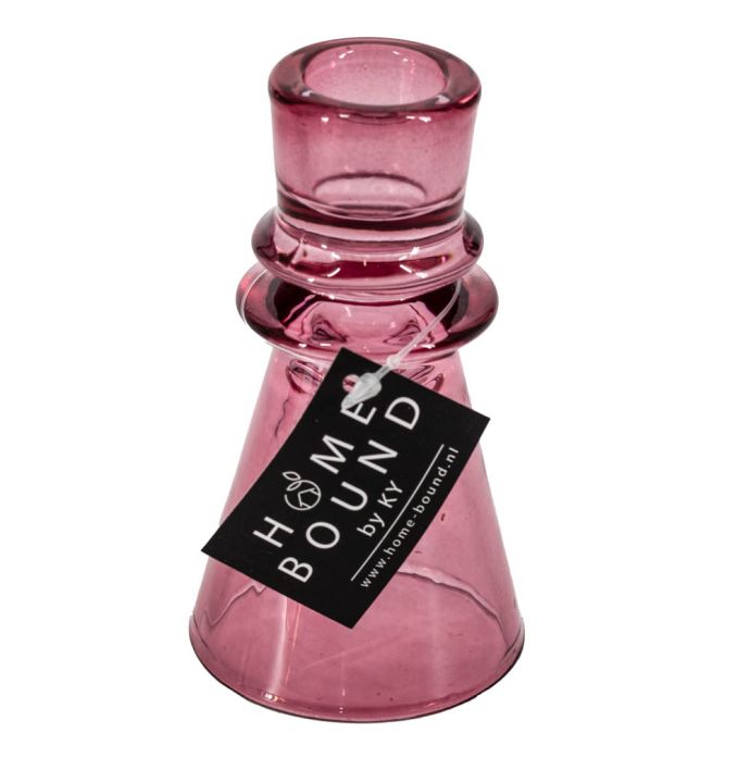 Glazen kaarsenstandaard roze