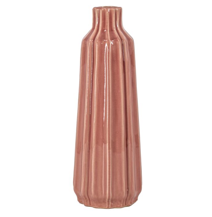 Aardewerk vaas Stripes pink