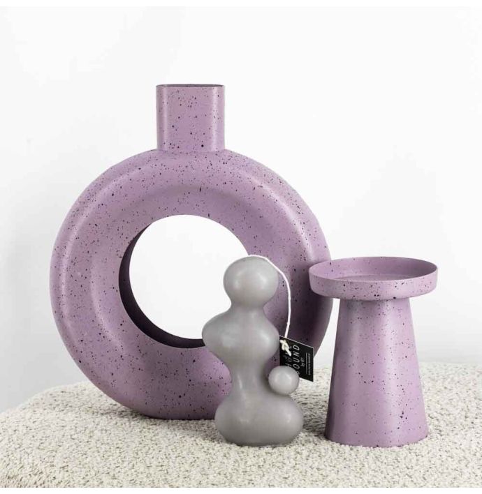 Metalen donut vaas lila dots