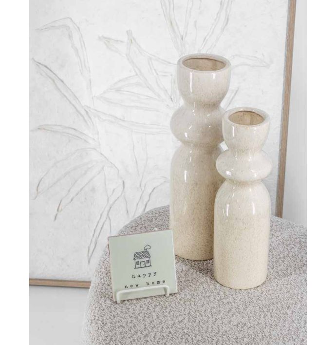 Aardewerk vaas beige