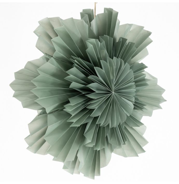 Kerstster flower 40cm turquoise met pendel