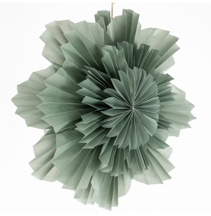 Kerstster flower 40cm turquoise met pendel