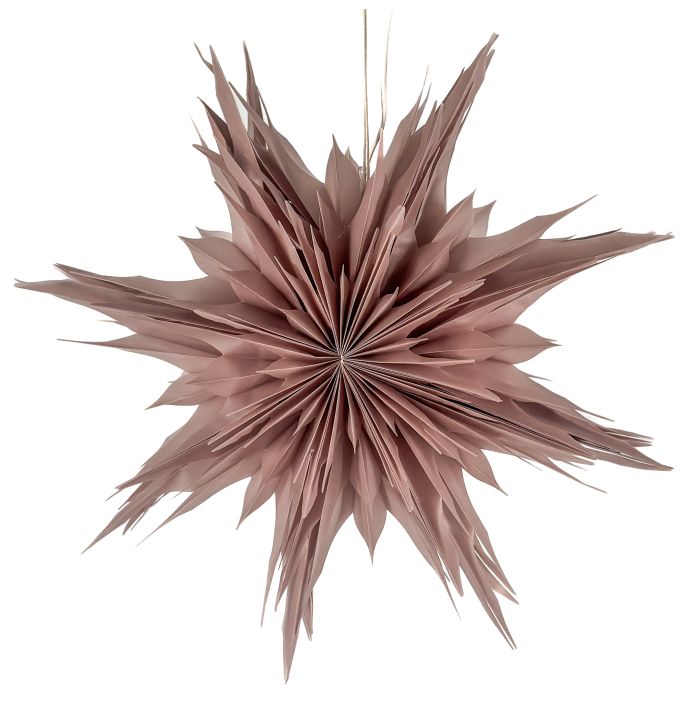 Kerstster ice 50cm roze met pendel